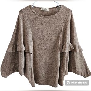 VINE & LOVE NWOT DOLMAN SLEEVE TOP SZ L BROWN